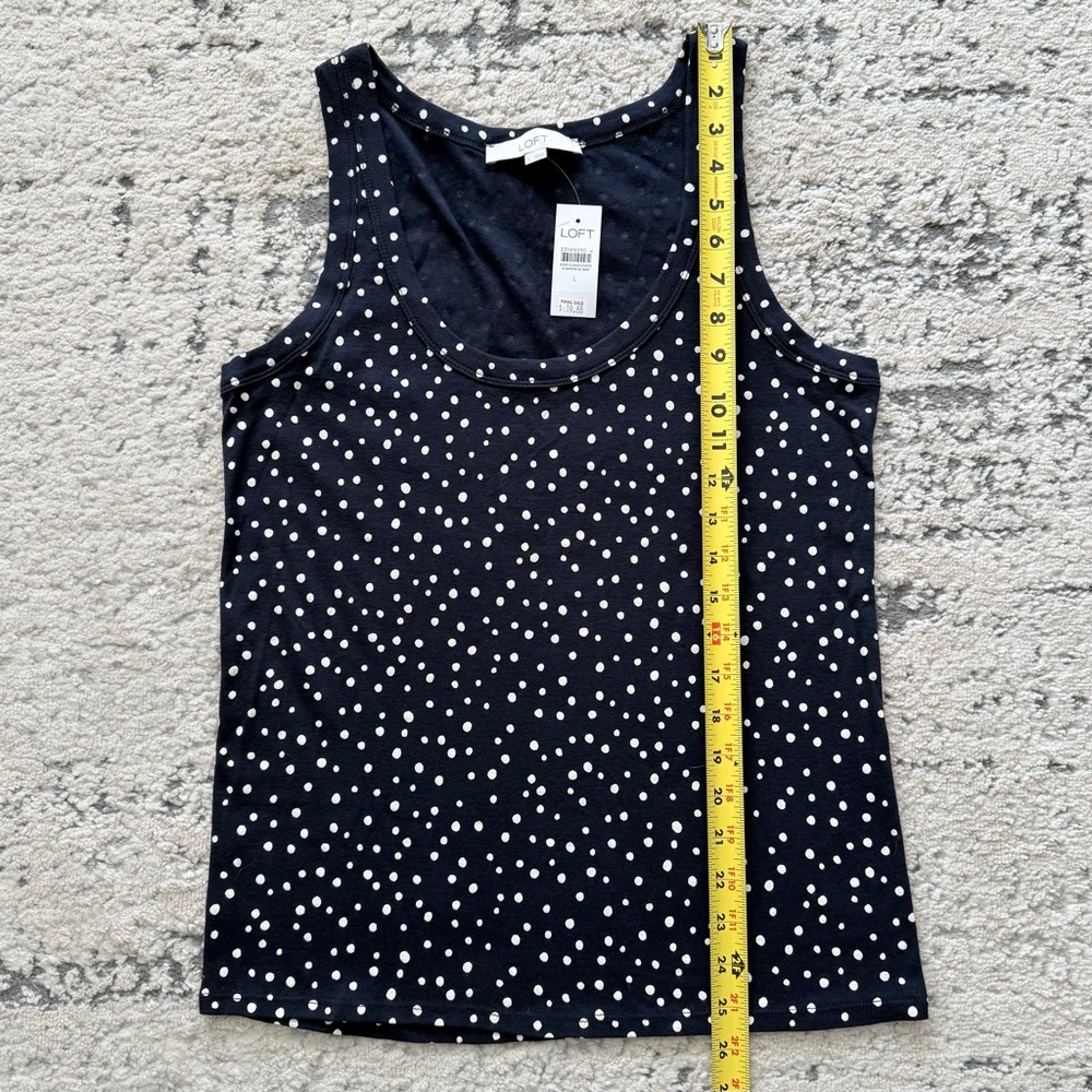 NWT-LOFT Woman’s Navy and White Polka Dot Tank Top 100% Cotton - Picture 5 of 8